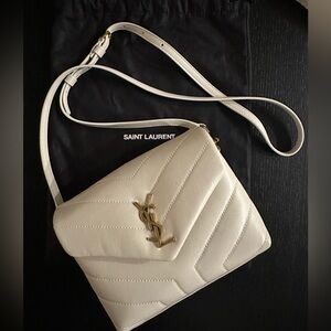 SOLD - Saint Laurent Off-White Quilted Toy LouLou Crossbody Bag